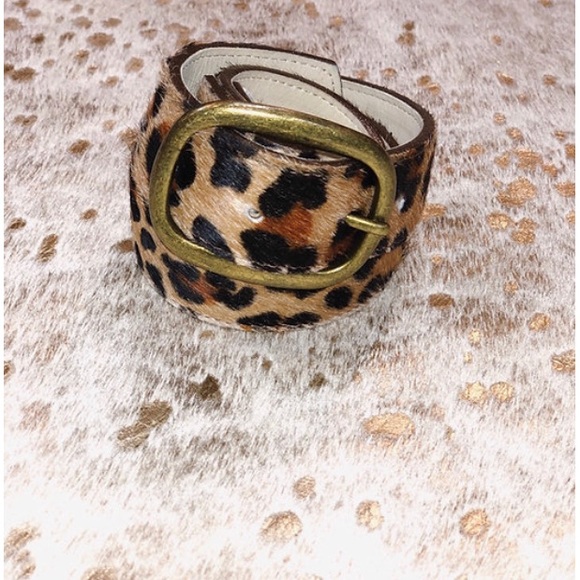 Leopard print exotic wide belt